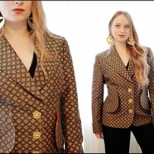 RARE Vintage 1990s Christian Lacroix Luxe Cotton silk scarf print blazer jacket